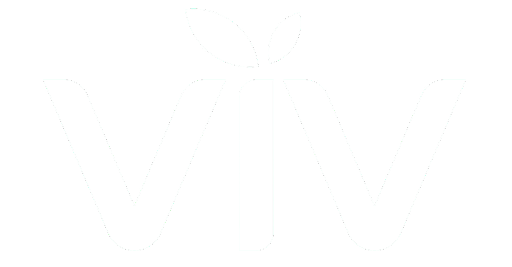 White VIV logo with stylized leaves above the letter I.
